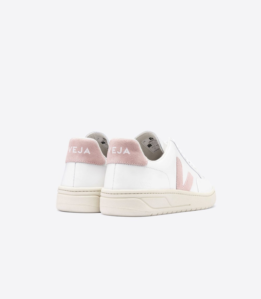 Veja Sneakers Dam - V-12 Läder - Vita/Rosa - 879503-CAL